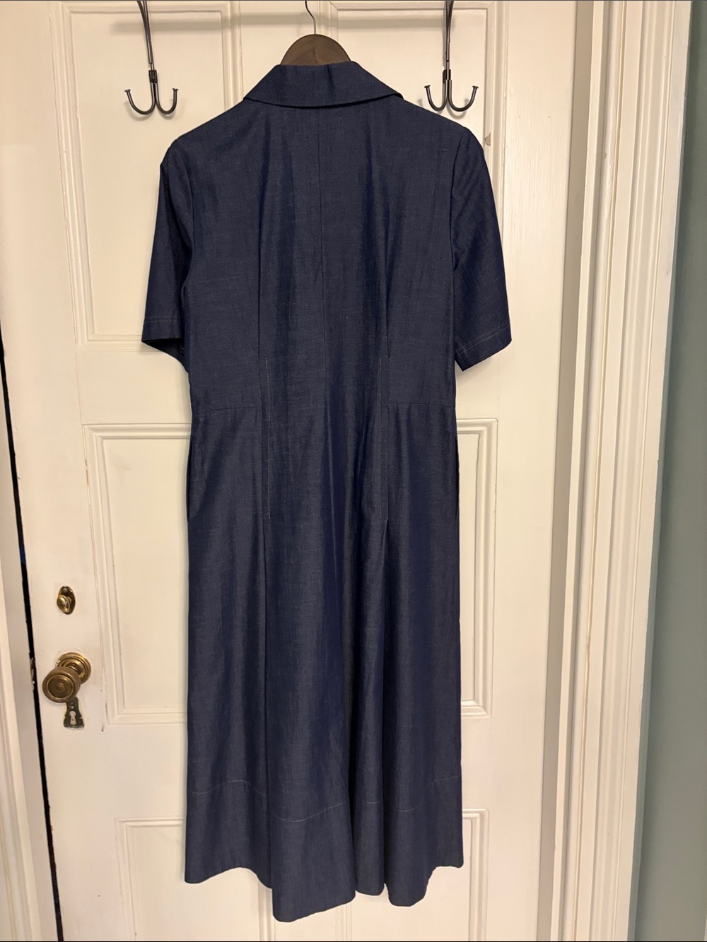 Vince Navy Short-Sleeve Midi Shirt Dress with Collar NWT - Picture 12 of 16